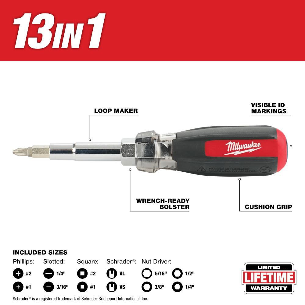 MW 13-in-1 Cushion Grip Screwdriver with Schrader Bit 48-22-2881 from MW