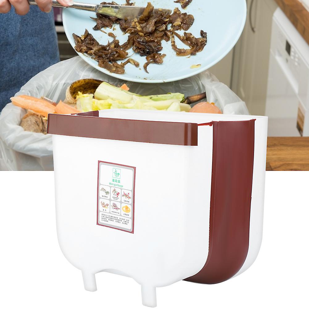 Portable Foldable Wall Mounted Trash Can Kitchen Cabinet Door Hanging Waste Binwhite S