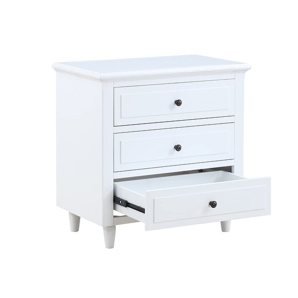 3-Drawer Nightstand，Modern Bedside Table for Bedroom，Wooden End Table，Storage Cabinet，Home Furniture，White - - 37636168