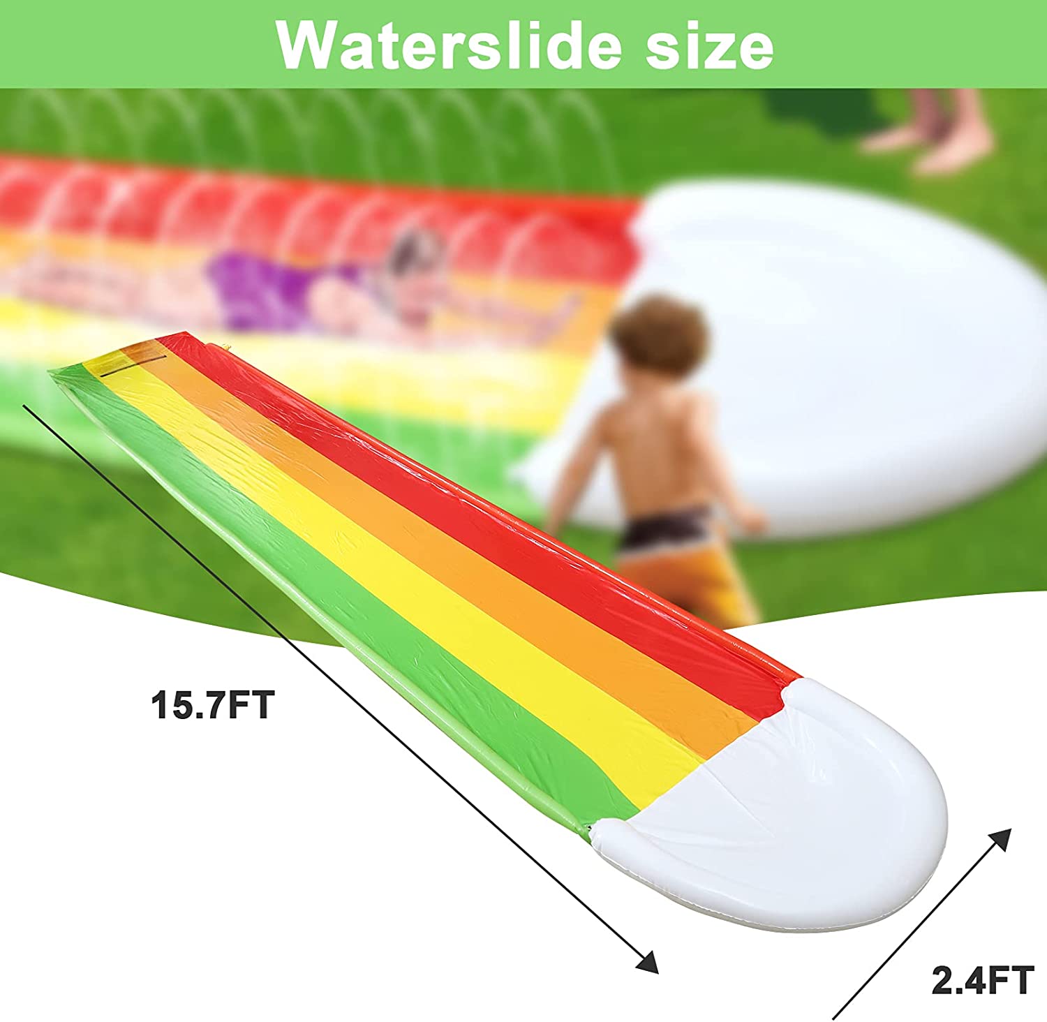 Intera Water Slide for Backyard Updated 2021 Model with 3 Surfboards, Spray Slide and Inflatable Non-Slip mat for Kids Outdoor Party Water Toys for Lawn Garden