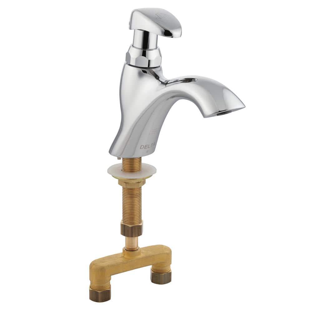 Delta Commercial Single Hole SingleHandle Metering SlowClose Bathroom Faucet in Chrome