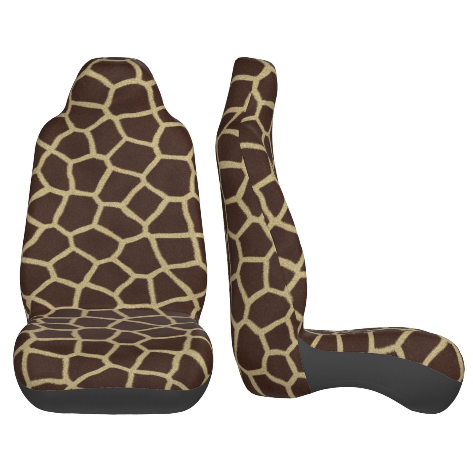 TEQUAN Front Seat Covers， Brown Giraffe Texture Pattern 2 Piece Car Seat Cover Fit Most Car SUV Truck Van