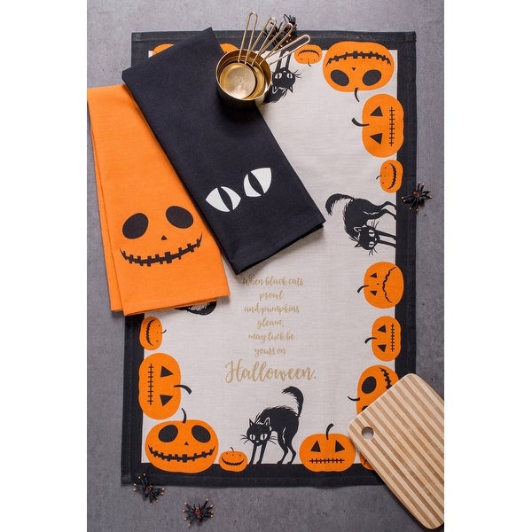 2 Tiger Orange Black Rectangular Halloween Printed Dishtowels 28