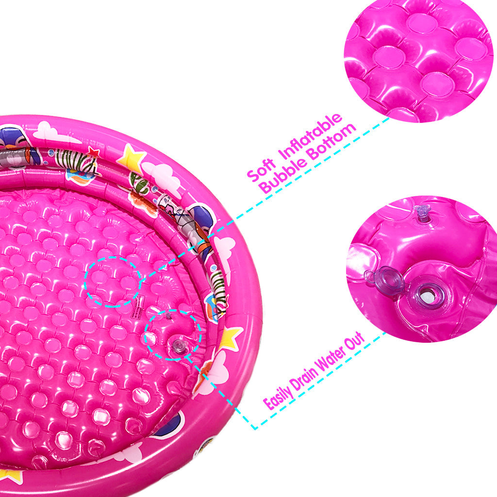 10Leccion Inflatable Baby Pool, Pink Swimming Pool for Kids, Round Blow up Toddler Ball Pool