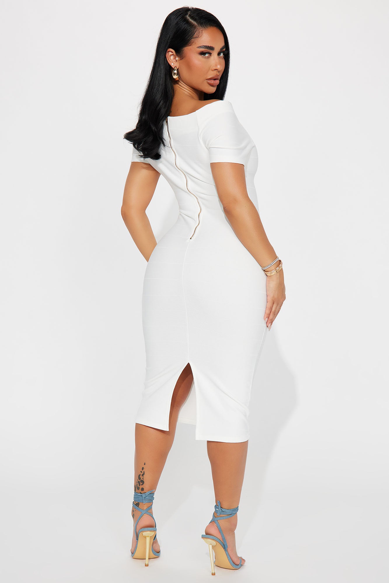 Amara Off Shoulder Midi Dress - White