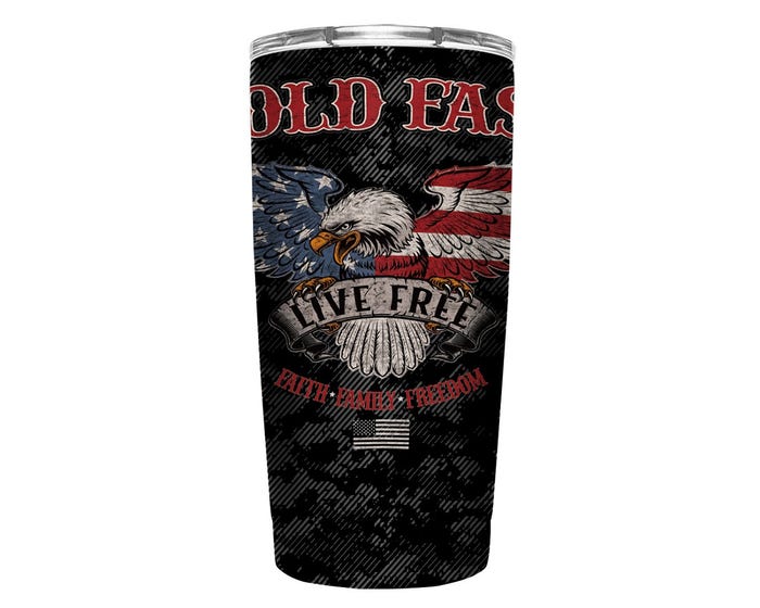 Kerusso® Dual Wall / Stainless Steel Tumbler - Hold Fast Eagle， 20 oz. - MUGS250