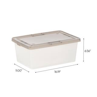 3.6 Gal. Snap Top Plastic Storage Box in Clear with Gray Lid (6-Pack) 585102