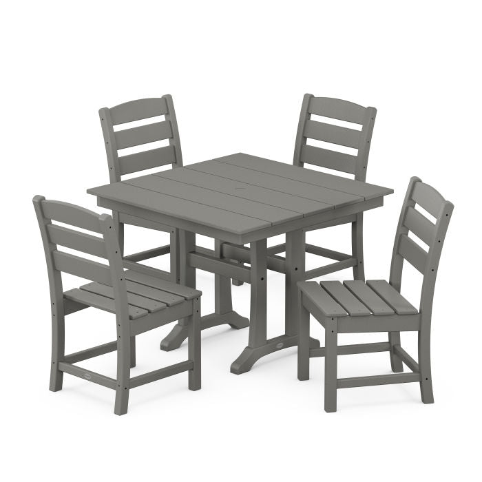 Polywood Lakeside 5-Piece Farmhouse Trestle Side Chair Dining Set PWS637-1