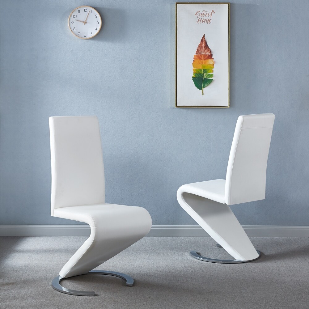 Set of 2 Leatherette Armless Dining Chair with Metal Legs