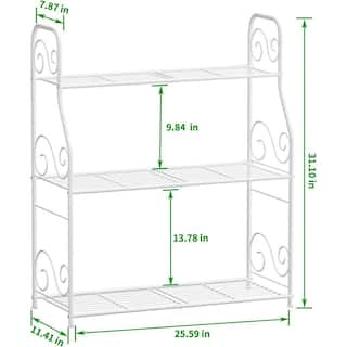 Dyiom Indoor Outdoor White Metal Plant Stand Rack Plant Display Shelf Flower Pot Holder for Garden Patio Balcony (3-Tier) B0B5S4VJY4