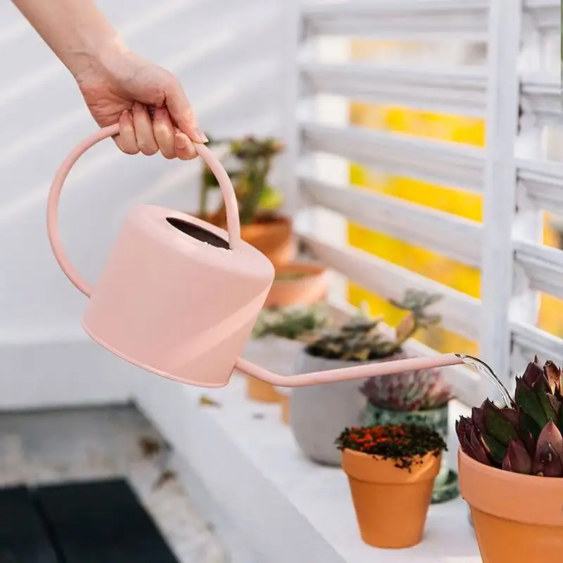 Custom Indoor Outdoor Easy  Pour Long Narrow Spout Water Can Plastic Plant Metal Watering Can/