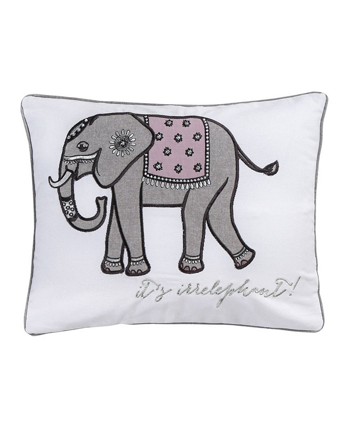 Levtex Rachelle Elephant Embroidered Decorative Pillow， 14