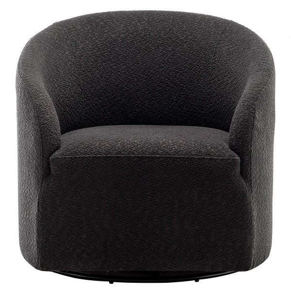 Modern Boucle Upholstered Swivel Barrel Armchair