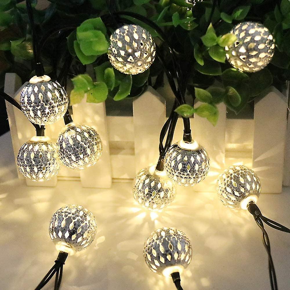 Silver Moroccan Orb String Lights， Waterproof 40led， With 8 Mode