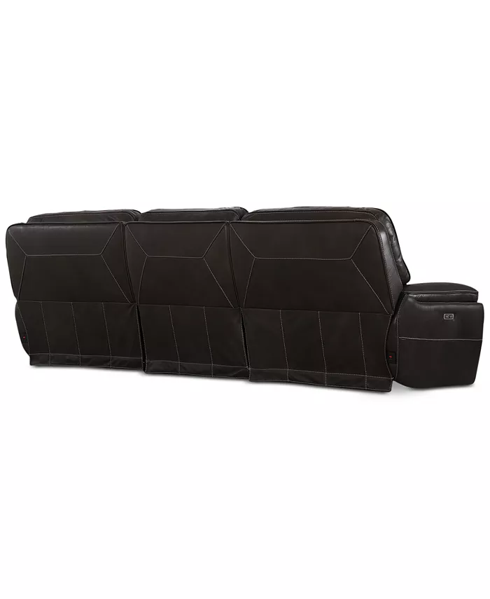 Furniture CLOSEOUT! Summerbridge 3-Pc. Leather Sectional Sofa with 3 Power Reclining Chairs Power Headrests and USB Power Outlet