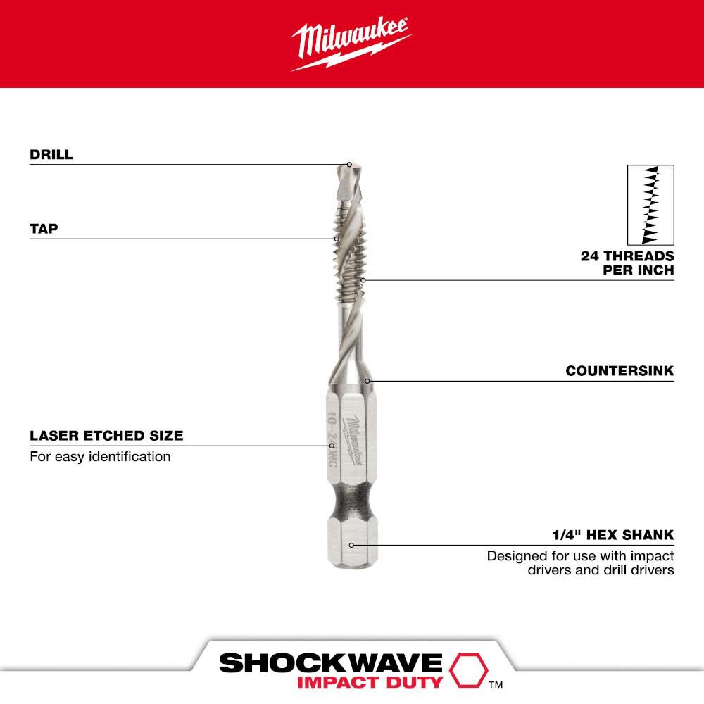 Milwaukee SHOCKWAVE 10-24 Impact Drill Tap 48-89-4872 from Milwaukee