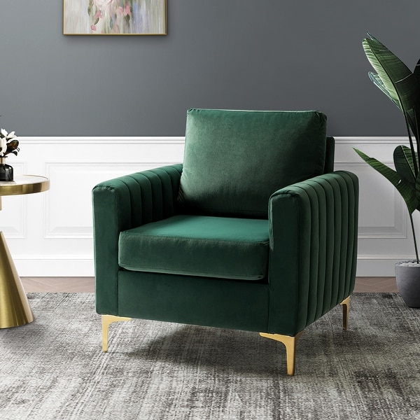 Ganymedes Contemporary Velvet Accent Arm Chair with Golden Legs by HULALA HOME