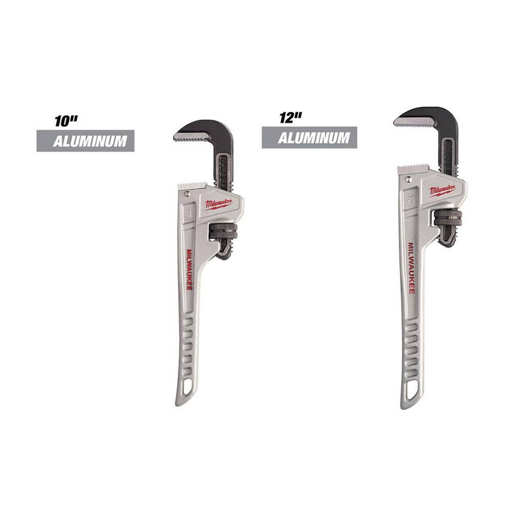 MW 10 in. and 12 in. Aluminum Pipe Wrench (2-Piece) 48-22-7210-48-22-7212