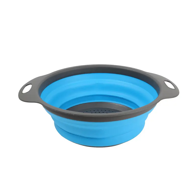 Firstents Hot Selling Round Colander Kitchen Silicone Filter Water Draining Basket Folding Colander Strainer