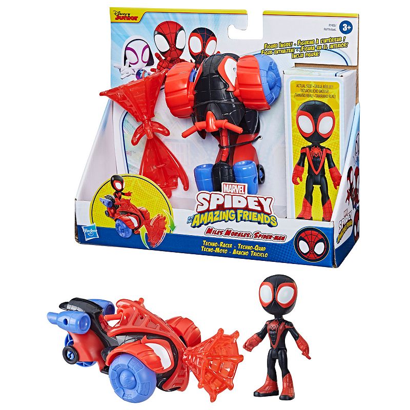 Marvel Spidey and His Amazing Friends Miles Morales Spider-Man Techno Racer Set by Hasbro