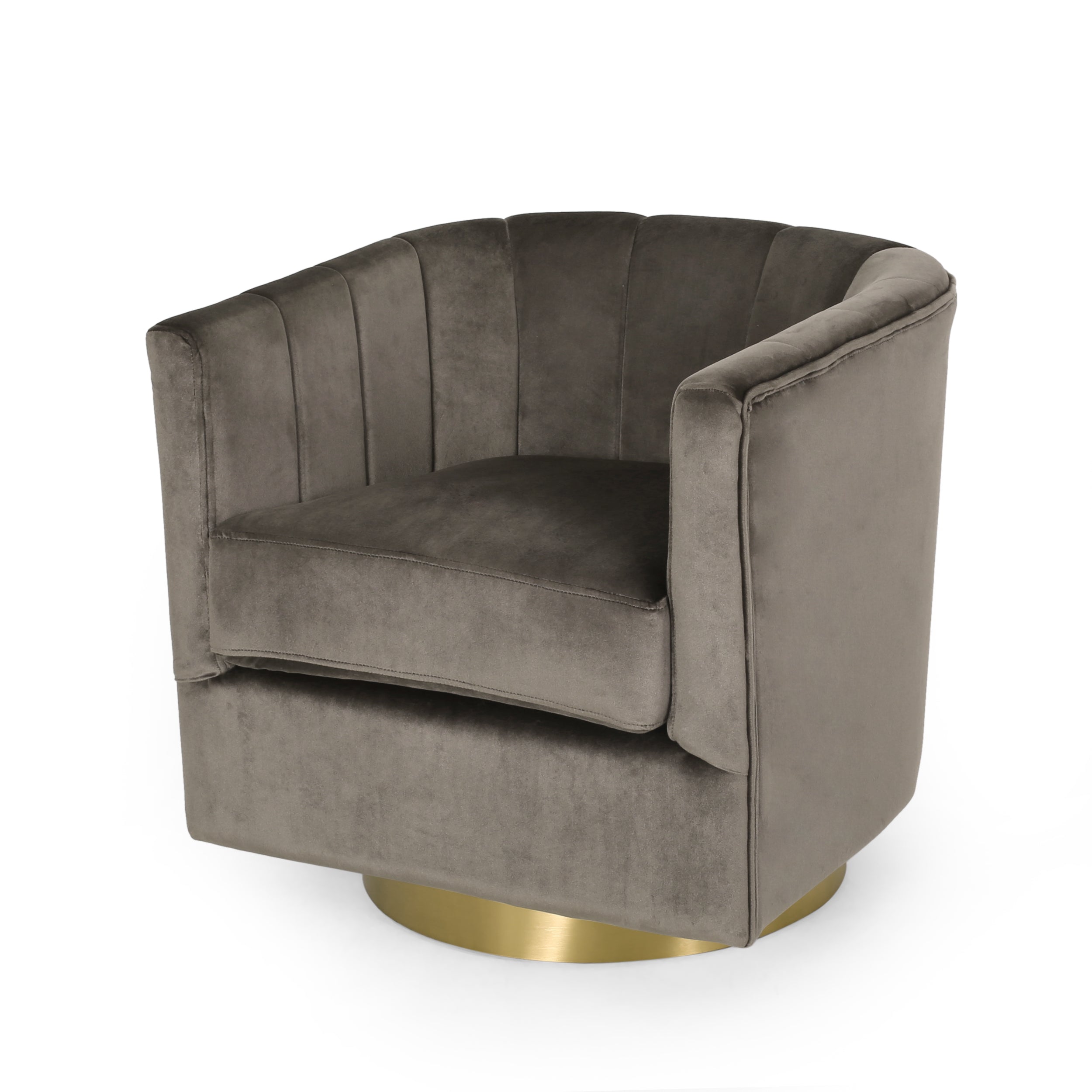 Blairmont Modern Glam Channel Stitch Velvet Swivel Club Chair