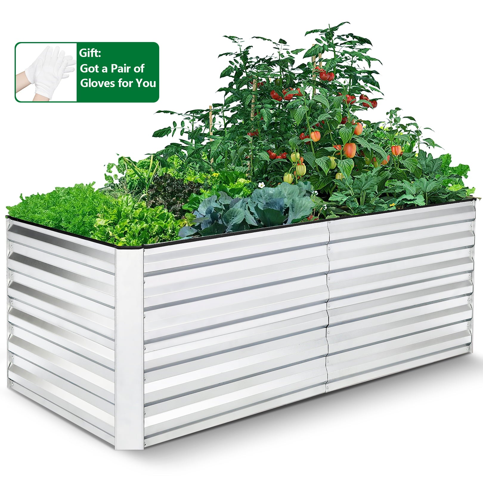 SEJOV 6x3x2ft Outdoor Metal Raised Garden Bed, Planter Box for Vegetables, Flowers, Herbs