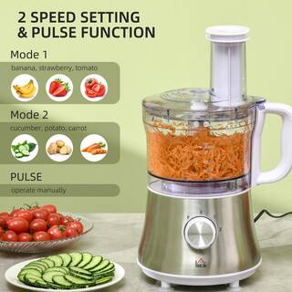 HOMCOM Adjustable Speed 5-Cup Food Processor with Processor Bowl 1.5L Blender Jug 3 Blades 800-140V80