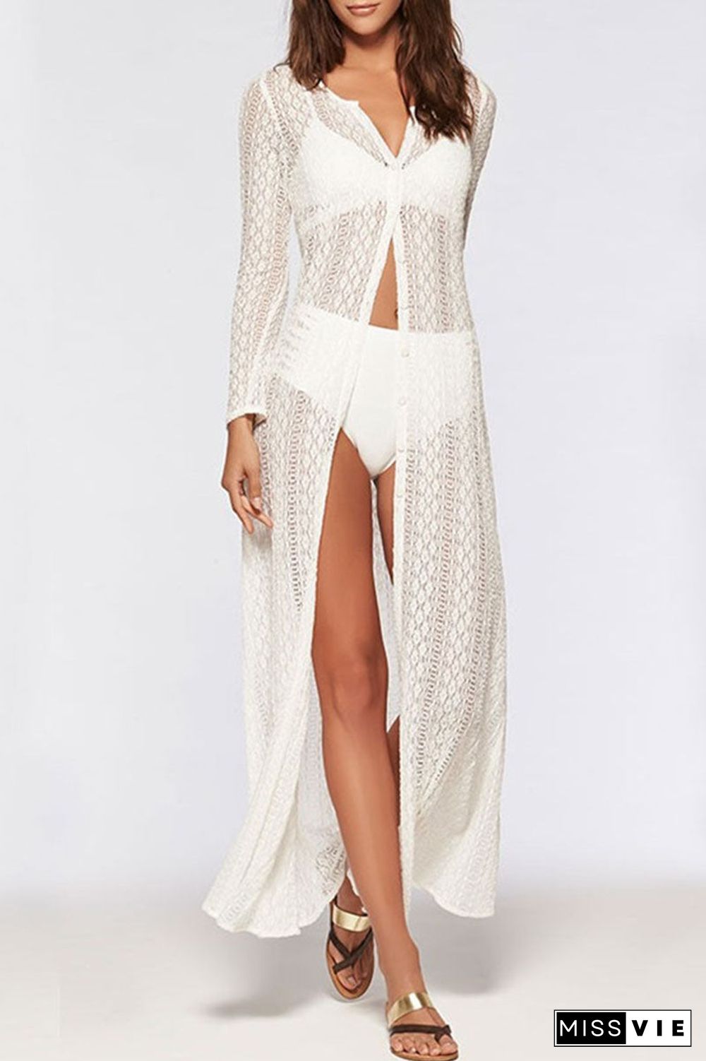 Fashion  Simplicity Solid See-through Swimwears Cover Up