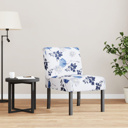 vidaXL Chair Upholstered Accent Slipper Chair with Wood Legs Blue Flower Fabric   Armchairs And Accent Chairs   by vidaXL LLC  Houzz