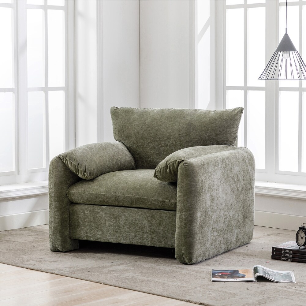 Modern Oversized Armchair Accent Chair Chenille Lounge Chair with Pillow Top Arms for Living Room  Deep Cushion Single Sofa