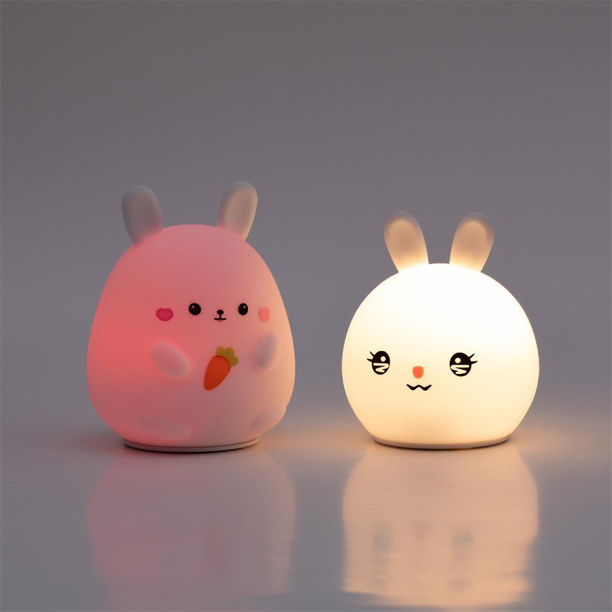 Cute Rabbit Kids Night Light Birthday Gift Night Light Portable Silicone Night Light(2pcs)