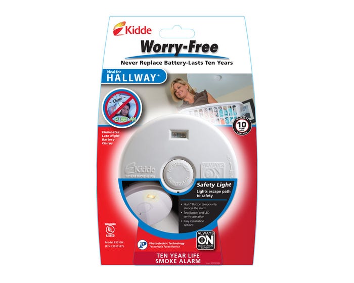 Kidde P3010H Worry-Free Hallway 10 yr Sealed Battery Smoke Alarm - 21010167