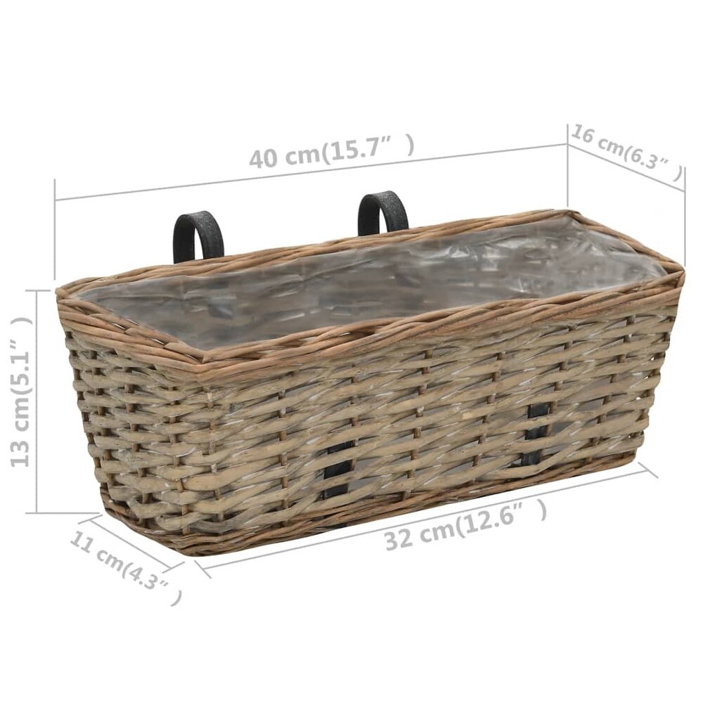 vidaXL Balcony Planter 2 pcs Wicker with PE Lining 15.7\