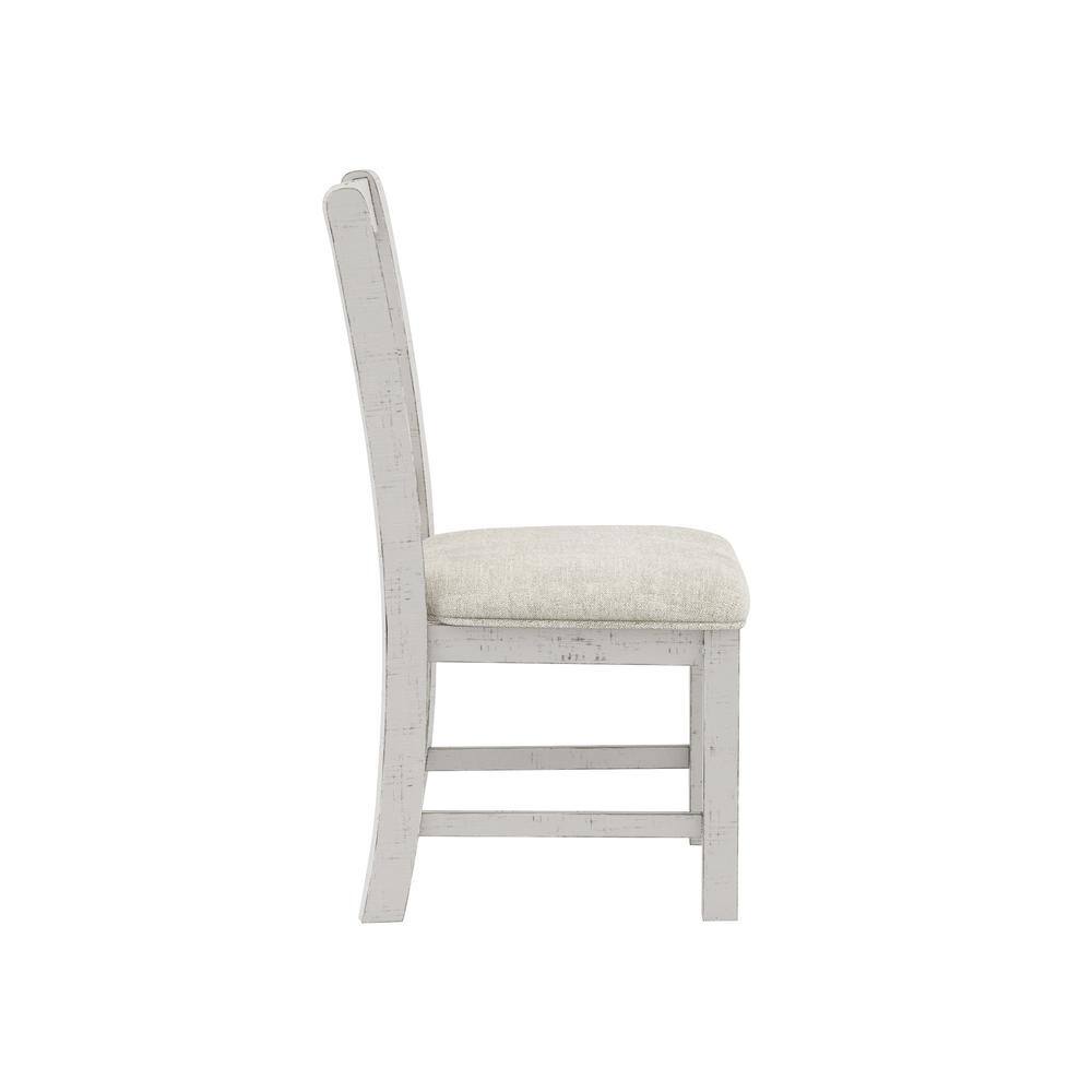 Furniture of America Wicks Distressed White and Gray Padded Dining Chair (Set of 2) IDF-3417SC