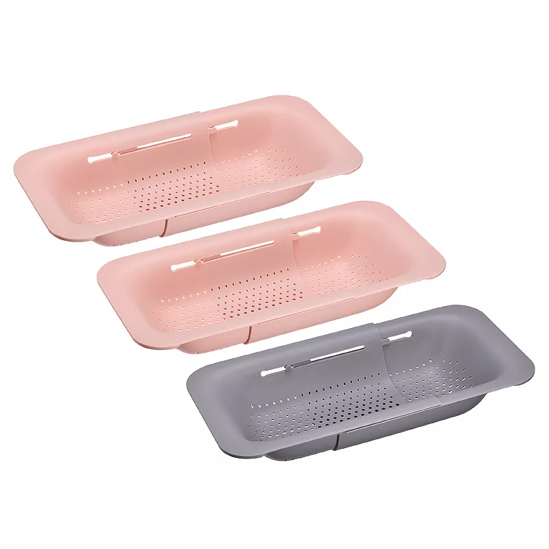 Collapsible Colander Kitchen Over the Sink Drain Strainer Set， 3 Pcs