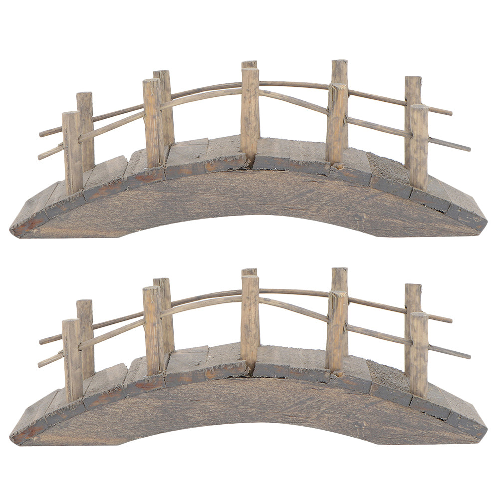 2pcs Miniature Wooden Arch Bridge Model Mini House Garden Micro Scene Accessory