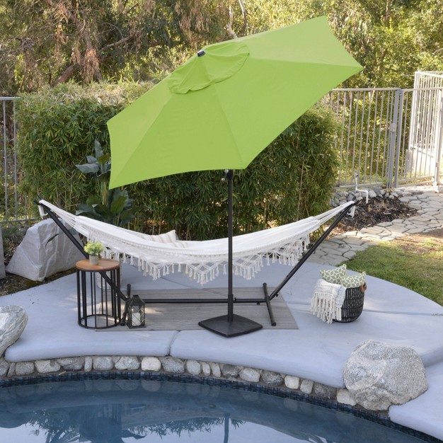 9 x27 X 9 x27 Steel Market Polyester Patio Umbrella With Crank Lift And Push button Tilt Lime Green Astella