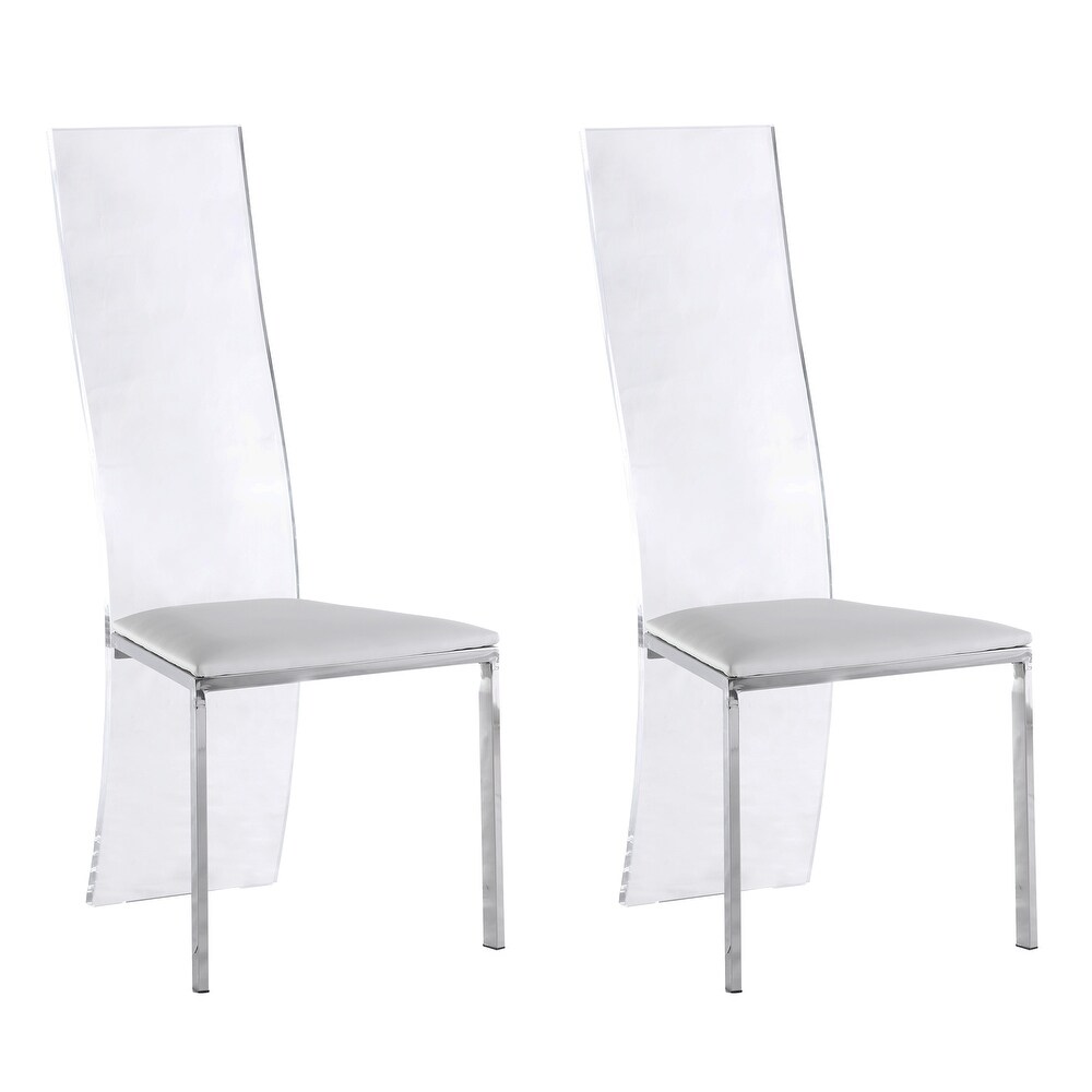 Somette Lillian Acrylic High Back Upholstered Side Chair  Set of 2