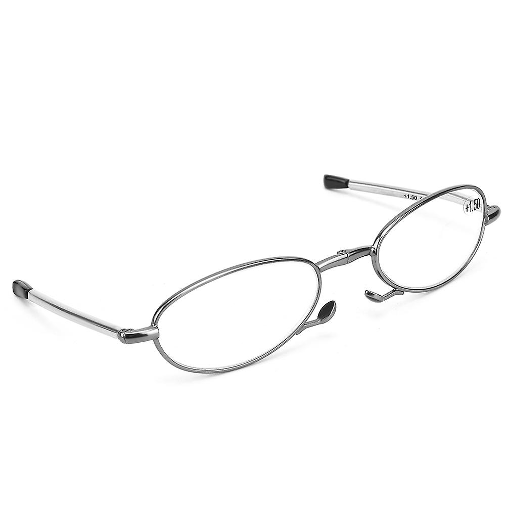 Presbyopic Glasses Men Women Folding Portable Anti Fatigue Reading Glasses(grey +1.50)