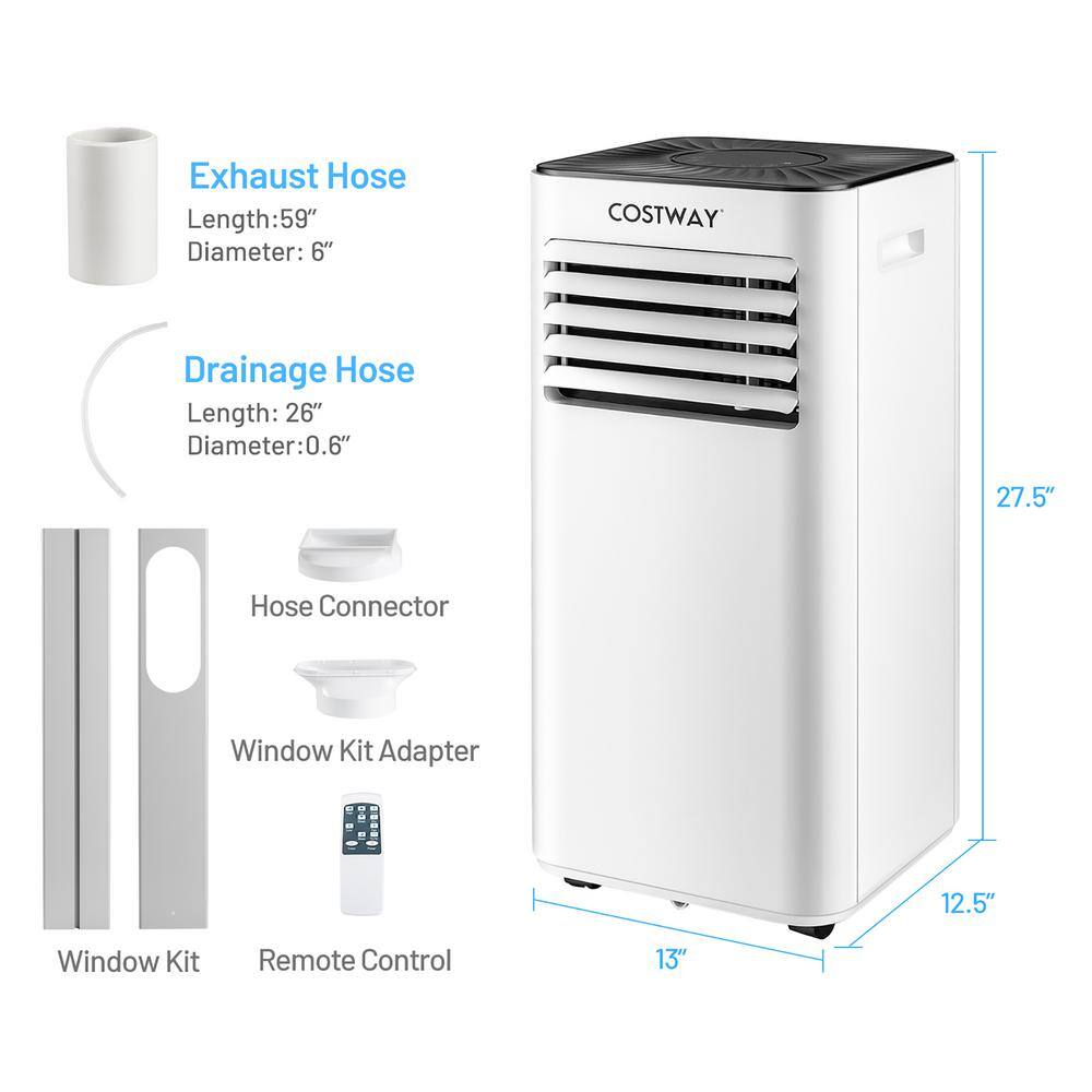 Costway 6000 BTU(DOE) 10000 BTU (ASHRAE) Portable Air Conditioner 350 sq. ft. with Dehumidifier with Remote in White FP10050US-WH