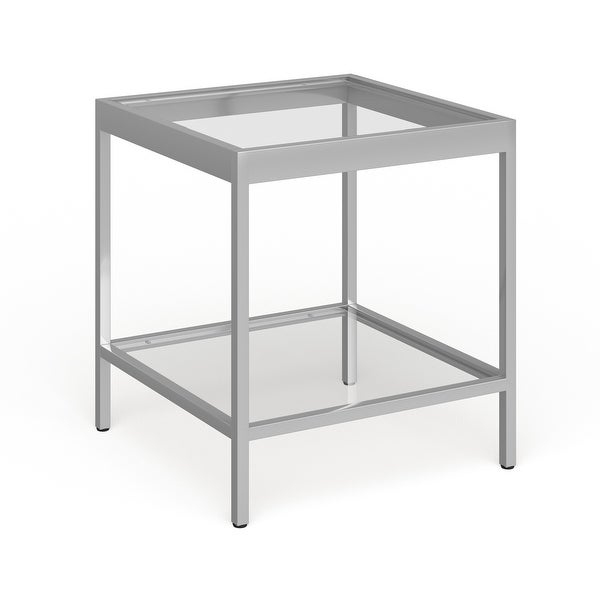 Alexis Modern Metal and Glass Square Side Table