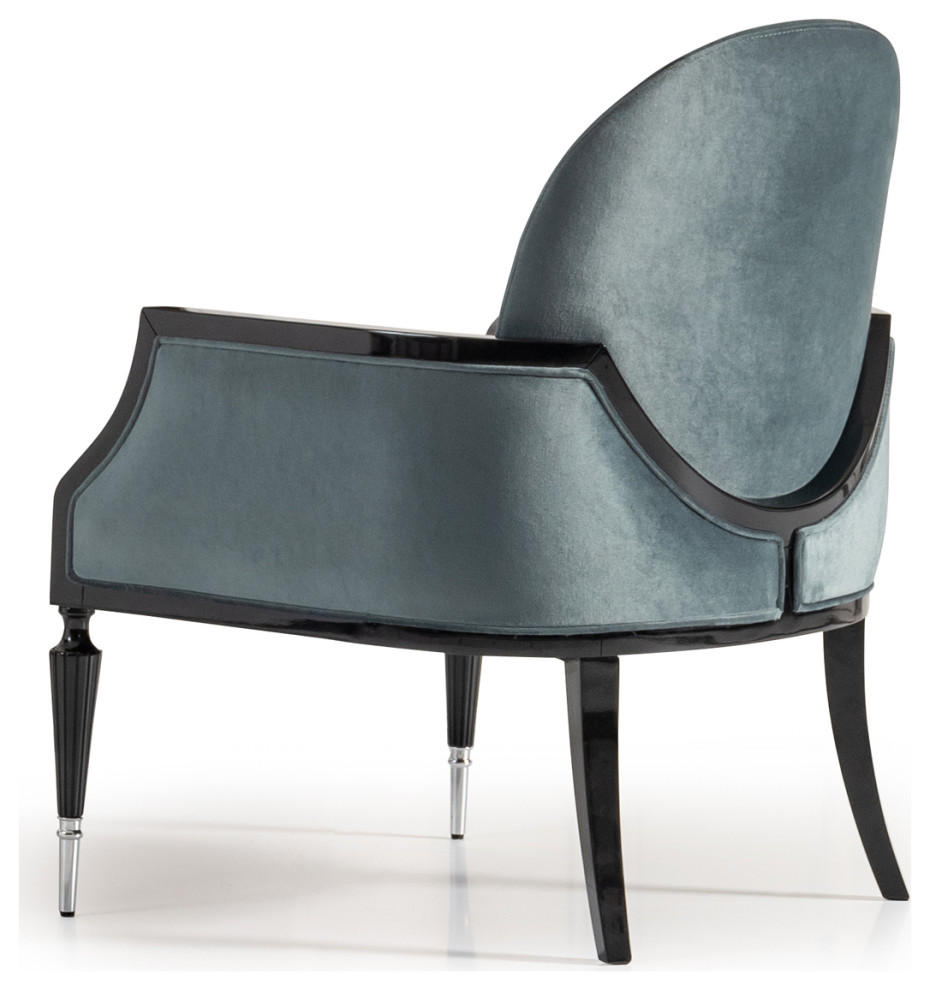 La Francaise Velvet Accent Chair Azure/Black   Traditional   Armchairs And Accent Chairs   by Michael Amini  Houzz