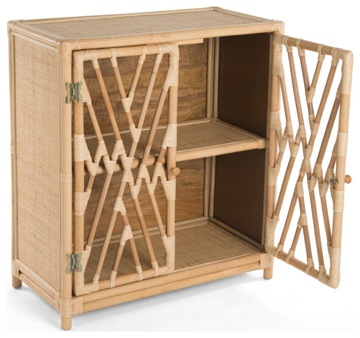 Rattan Chippendale Storage Cabinet with 2 Doors   Tropical   Accent Chests And Cabinets   by KOUBOO  Houzz