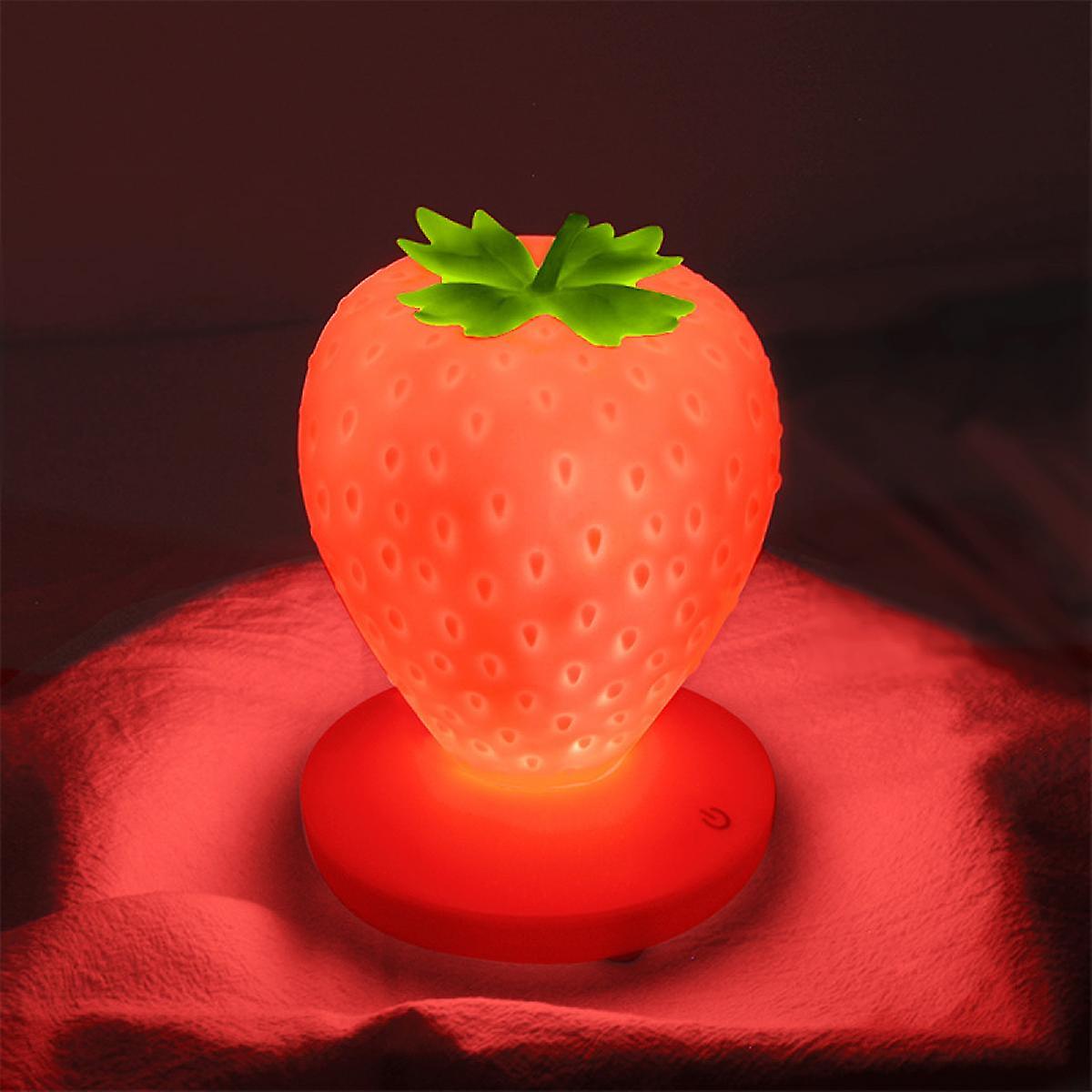 Strawberry Night Light， Cute Silicone Strawberry Light， Children Night Light Led Night Light， Children's Bedside Lamp Usb Rechargeable (red)