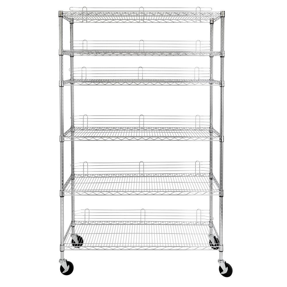 Honey-Can-Do Chrome 6-Tier Heavy Duty Adjustable Steel Garage Storage Shelving Unit (48 in. W x 72 in. H x 18 in. D) SHF-09626