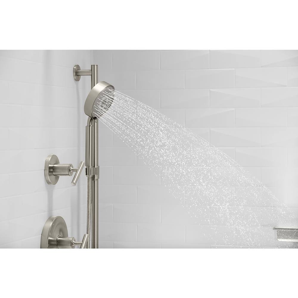 KOHLER Purist 3-Spray Patterns 5 in. Triple Wall Mount Handheld Shower Head in Vibrant Brushed Nickel K-22166-BN