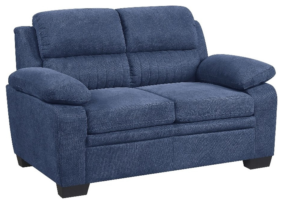 Lexicon Holleman Fabric Upholstered Love Seat in Blue Color   Contemporary   Loveseats   by Homesquare  Houzz