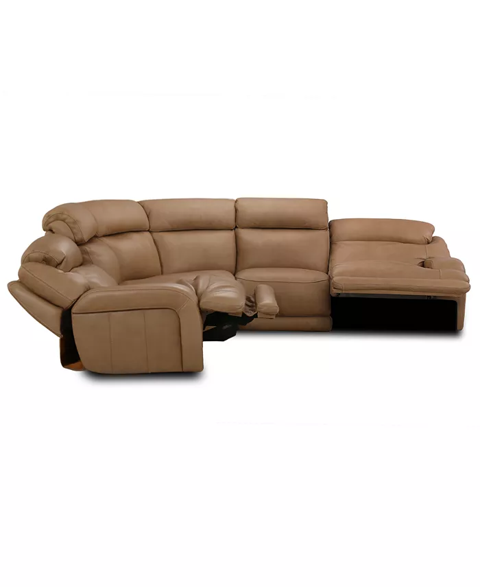 Furniture CLOSEOUT! Daventry 5-Pc. Leather Sectional Sofa With 2 Power Recliners Power Headrests And USB Power Outlet