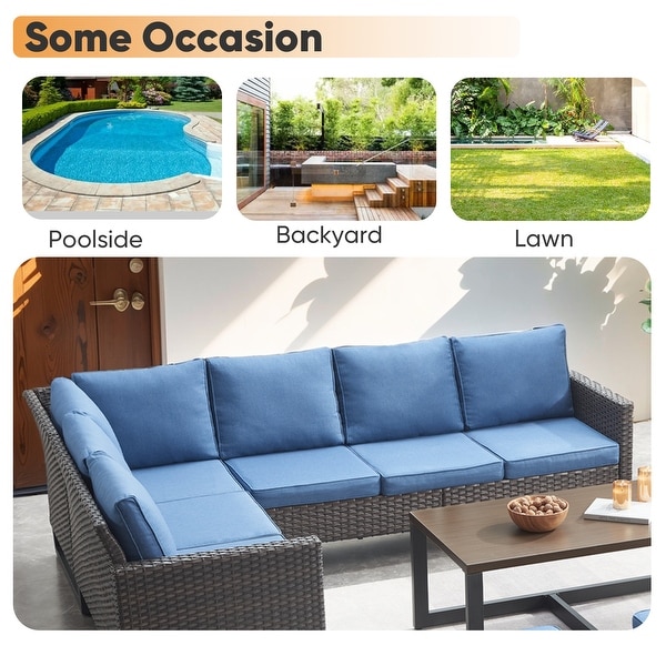 Outdoor Sectional Sofa Wicker Patio Conversation Sofa Set