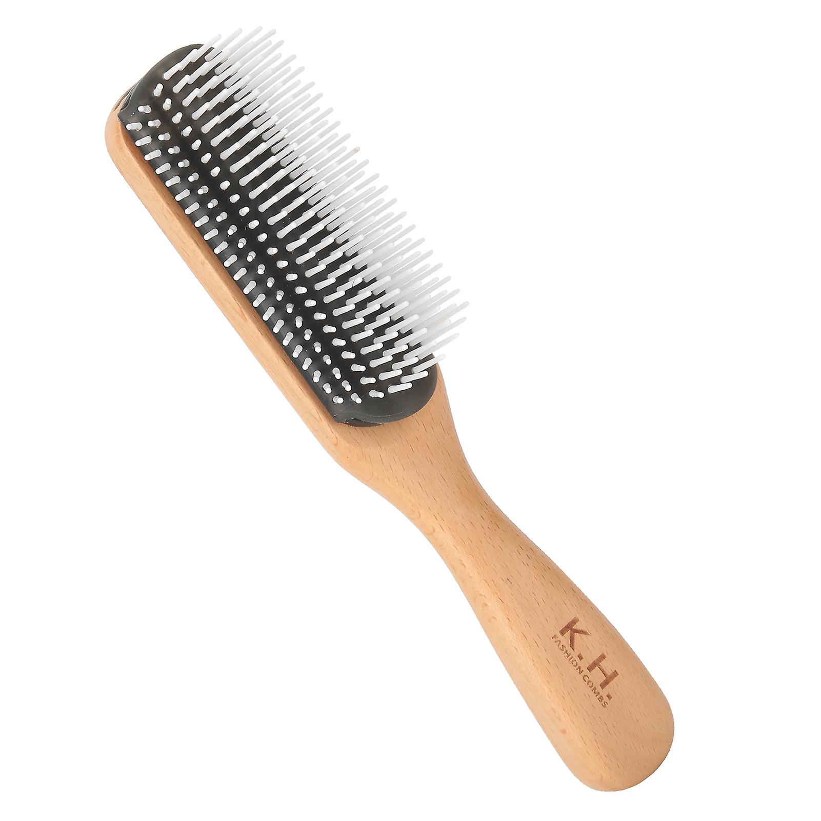 Nine Row Comb Anti-static Curly Hair Comb Wooden Massager Hairdressing Hairbrush